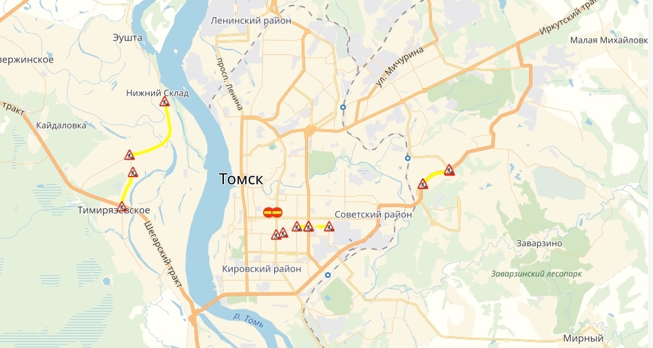 Город, Дороги, Томские новости, график перекрытие дорог В Томске заработал сервис, показывающий график перекрытия дорог